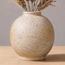 Rustic Farmhouse Vase, Round Ceramic Vase for Flowers, 7.5 Inch
