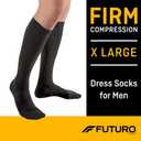 FUTURO Dress Socks for Men, X-Large, Black, Firm (20-30 mm/Hg)