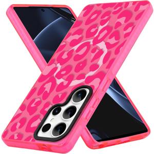 ZIYE Clear Magnetic Case for Samsung Galaxy S25 Ultra Case, Hot Pink Leopard Design [Compatible with MagSafe] Soft TPU Bumper Shockproof Protective for Women Girls Phone Cover