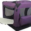 EliteField 3-Door Folding Soft Dog Crate with Carrying Bag and Fleece Bed, Indoor & Outdoor Pet Home (30" L x 21" W x 24" H, Purple)