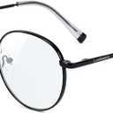 Lovispecs Round Distance Glasses Women Men,Gold Far Vision Driving Eyeglasses,Retro Blue Lgiht Glasses, -2.50