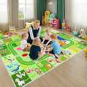 BATATADOCE Kids Rugs for Playroom - Educational Rug with ABC Alphabet,Animals Colors,ABC Rugs for Children Playroom Cartoon Kids Play Mat for Bedroom Decor,Green,6x9 Feet