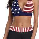 Century Star Women Two Piece Swimsuit with Boy Shorts - Modest Swimming Suits High Waisted Bathing Suits Bikini Set (6-8, T American Flag)