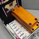 Queensell Mexican Train Dominoes Set Double 15 with Numbers - Dominoes Set for Adults and Family  136 Tiles, 9 Trains, Wooden Hub, 8 Tile Holders, Aluminum Case (D15 Numbers + 8 Holders)