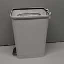 Small Bathroom Trash Can with Lid Soft Close, 10 Liter/2.6 Gallon Slim Garbage Can-Metal Step and Press top Lid, Mini Modern Waste Basket for Toilet, Office, Bedroom,Dorm,Grayish-White