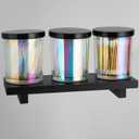 3 Pack Qtip Holder,Apothecary Jars for Cotton Balls,Swabs,Floss Picks,Hair Ties,Glass Bathroom Organizers and Storage Container with Lids Tray Set,Bathroom Vanity Accessories Decor (Black)