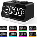 JALL Digital Alarm Clock with FM Radio for Bedroom, 8 Colors Night Light with 2 Charging Port, Sleep Sound Machines with Timer, Dual Alarm, Loud Alarm and Easy to Use for Seniors and Kids as Gift (Black With White Font)