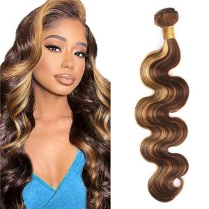 Blonde Highlight Bundles Human Hair 4/27 Body Wave Bundles Brazilian Virgin Hair 1 Bundle 28 Inch Body Wave 27 Bundle 100g
