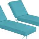 Sundale Outdoor Olefin Chaise Lounge Cushion Set of 2, Water-Resistant Patio Lounge Chair Cushion, Thick Lounger Pad with 8 Straps Teal, 80 x 26 x 4 Inches