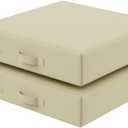 Outdoor patio Furniture seat cushions 22"x22"x4"Waterproof fade-resistant outdoor cushions for chairs With Removable Cover Outdoor chair patio seat cushions with Handle and Fixed belt Set of 2 (Beige White-2 Seat)