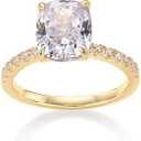 PAVOI 14K Gold Plated Engagement Rings for Women | Promise Wedding Band | 1.25CT Cushion Cut Round Oval Cubic Zirconia Fake Engagement Ring