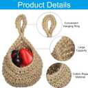 PATIKIL Hanging Fruit Baskets for Kitchen, 3 Sizes Teardrop Home Decor Storage Hand-Woven Wall Hanging Basket for Garlic Potato Vegetable, Brown