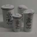 Canisters Sets for the Kitchen, Airtight Kitchen Canisters for Countertop, Flour and Sugar Containers, Tea Coffee Sugar Canister Set, Coffee Bar Decor and Accessories, Set of 4, White