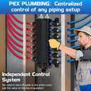 49615 18-Port PEX Manifold Compatible with Viega Manabloc | 10 Cold 8 Hot Full-House Water Distribution, 3/4" Inlet 1/2" Zero Lead Alloy PEX CrimpSuitable for crimping