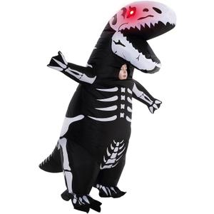 ZPISF Inflatable Skeleton Dinosaur Costume for Kids, Full Body Skeleton T-Rex Blow Up Costume with LED Light Eyes, Perfect for Halloween Parties