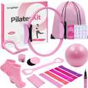 16Pcs Home Pilates Equipment for Women, Pilates Kit with 14'' Pilates Rings, Yoga Ball, Sliding Disks, Pilates Bands & Accessories - Workout Equipment Home Gym Includes Complete Fitness Poster