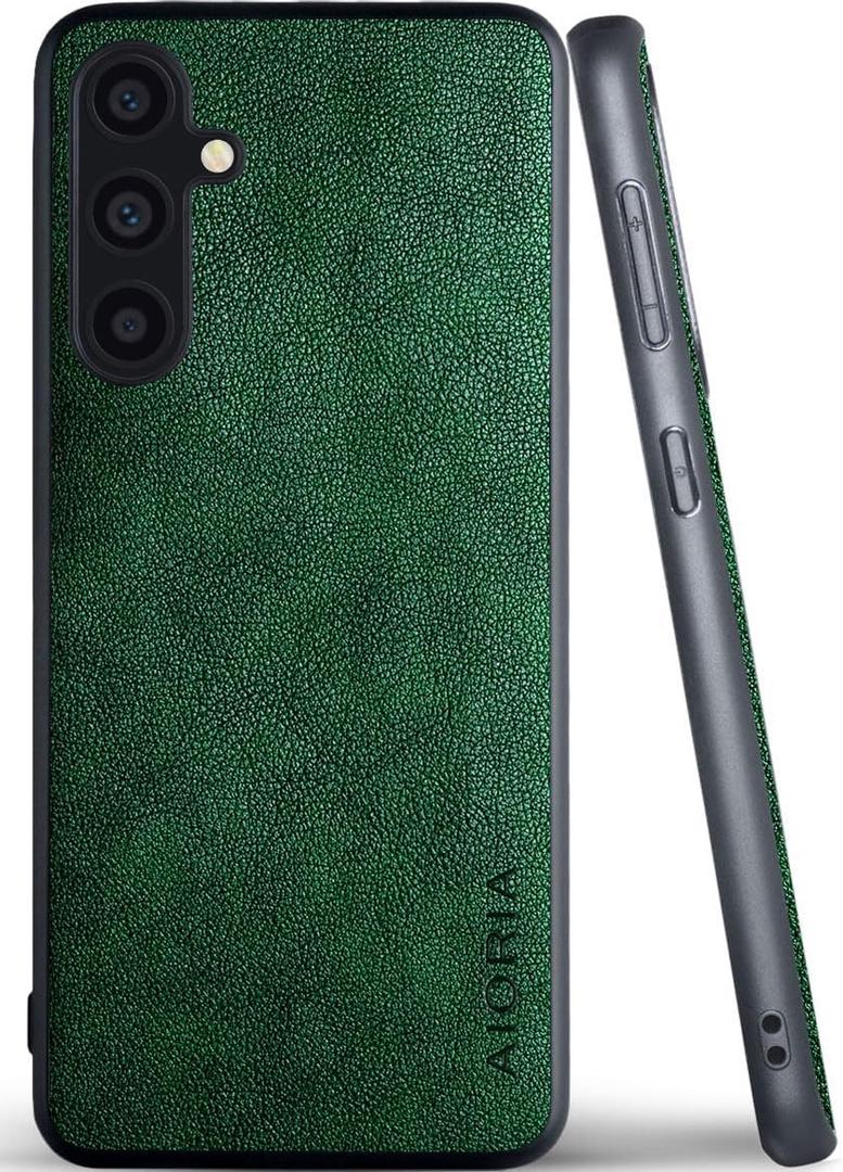 for Samsung Galaxy A35 Premium Leather Cover Retro Design Full Protective Phone Case for Samsung Galaxy A35 5G (Green, A35)