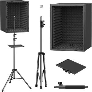 TONOR Personal Vocal Booth, Microphone Isolation Shield for Studio, Framed Acoustic Foam Box, Sound Absorbing, for Professional Recording, Podcast, Singing, Adjustable Height, Max 190 cm/53.1inch