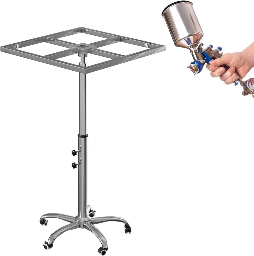 Upgraded Rotating Paint Stand with Wheels, Cabinet Door Spraying Stand, Adjustable 23.635.4 inch Spray Painting Rack, 360 Stainless Steel Rotating Paint Table for Car Doors & Panels