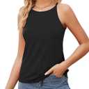 Degkim Trendy Camisole Tops for Women Hign Neck Tank Top Sleeveless Shirts Loose Fit Cami Tanks Black XL