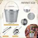 Zopeal 24 Pcs Galvanized Beer Bucket Set, Includes 16 Metal Ice Buckets 5qt Bulk with 4 Scoops & 4 Tongs Round Silver Tin Pails for Weddings Catering Beach Pool Large Events Table Centerpieces