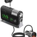 WYYHAA Bluetooth Car Adapter, Blutu para Carros with 2 Microphones & QC3.0 +Type-C PD 18W HiFi Bass Supports Hands-Free Calling, Siri Google Assistant, TF Card AUX Output (Silver)