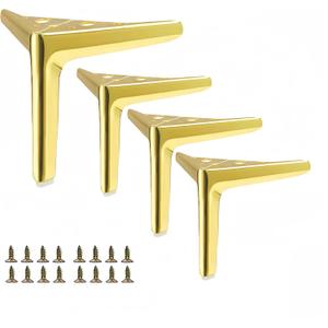 Gold Metal Furniture Legs Heavy Duty Triangle Furniture Feet DIY Modern Replacement Legs for Cabinet Sofa Couch Chair-Set of 4-4.5"x 4.5"x 4.7"(Lx Wx H)