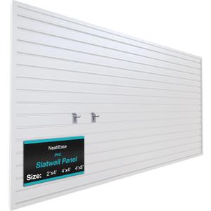 NeatiEase Slatwall Panel Wall Storage Systems, 4 x 8ft Slat Wall Paneling Garage Wall Organizer, Heavy Duty Wall Mounted PVC Wall Rack (White)