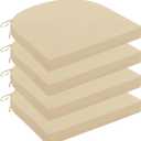 Wellsin Outdoor Chair Cushions for Patio Furniture - Patio Chair Cushions Set of 4 - Water Resistant Round Corner Outdoor Seat Cushions 17"X16"X2", Beige