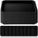 Gerrii 18 Pcs Plastic Fast Food Trays Bulk 9 x 12 Inch Restaurant Serving Cafeteria Grill School Lunch Trays Rectangular Serving Platter for Kitchen Hotel Restaurant (Black)