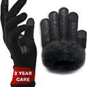 Womens Winter Gloves for Cold Weather, Coziest Warm Glove, Double Lining with Touch Screen, Anti-Slip for Running