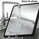 Foldable Stainless Steel Cat & Dog Splash Guard – Black Foam Strap & Edges, Food & Litter Spill Protector for Messy Eater Pets, Walls & Floors & Kitchen (15.7 * 11.8 in-2 Sises)