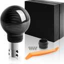 Universal Carbon Fiber Shift knob Round Ball Compatible with Lock/Button Automatic Transmission,Give for Boyfriend Father's Carbon Pattern Gear Shift Gift Box(Black)