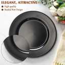 Didaey 24 Pack Metallic Charger Plates 13inch Round Elegant Serving Plates Plastic Disposable Chargers Bulk Dinnerware Set for Dinner Wedding Party Events Catering Decoration(Black,Beaded Rim)