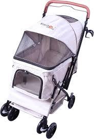 FOURPAW Reversible Pet Stroller (4 Wheels for Cats and Dogs) for Small and Medium Pets up to 33 lbs.Khaki