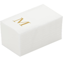 Sparkle and Bash 100 Pack Gold Foil Initial Letter M White Monogram Paper Napkins, 4x8 inch Disposable Dinner Napkin for Wedding Decor, and Table Decorations