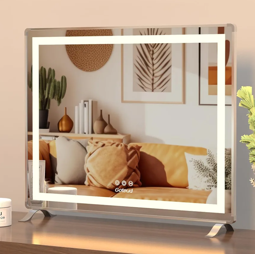 Large Vanity Mirror with Lights 24'' x 20'', Lighted Makeup Mirror with Dimmable 3 Modes for Dressing Room & Bedroom, Touch Screen Control, Aluminum Frame Silver (24 * 20) Large Vanity Mirror with Lights 24'' x 20'', Lighted Makeup Mirror with Dimmable 3 Modes for Dressing Room & Bedroom, Touch Screen Control, Aluminum Frame Silver (24 * 20)