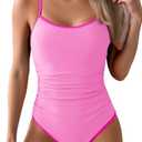 Eomenie Women's One Piece Swimsuit Tummy Control Slimming Bathing Suit Color Block Spaghetti Strap 1 Piece Swim Suit Swimwear Large