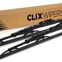 ClixWipers 18" + 18" Windshield Wiper Blades (2-Pack) Conventional All-Steel Automotive Replacement Windshield Wiper Blades, All-Weather Car Accessories, Fits J-Hook & Pin Arms