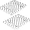 P&P CHEF 9.75 Inch Cooling Baking Rack Set of 2, Stainless Steel Grid Cooking Racks for Roasting Drying Grilling, Oven & Dishwasher Safe, Heavy Duty & Healthy