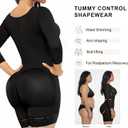 SHAPERX Women's Fajas Colombianas Shapewear Postpartum Tummy Control Arm Slimming Full Body Shaper with Zipper Crotch, L