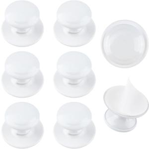 MOROBOR Round Self-Stick Cabinet Knob, 8 Pcs Plastic Auxiliary Drawer Pull Knobs Instant Stick On Push Pull Helper for Windows Wardrobes Cabinets Drawers/White
