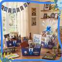 Moinchore 12 Pcs Happy Father's Day Basket for Gifts Empty 9.8 x 6.5'' Blue White Market Tray Cardboard Basket with Bows, Cellophane Bags, Twist Tiles, Empty to Fill for Holiday Birthday Wedding Party