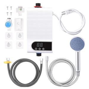 Tankless Water Heater, 3500W Electric Water Heater with LED Touchscreen and Shower Kit, Compact Digital Temperature Control Hot System for Bathroom Kitchen