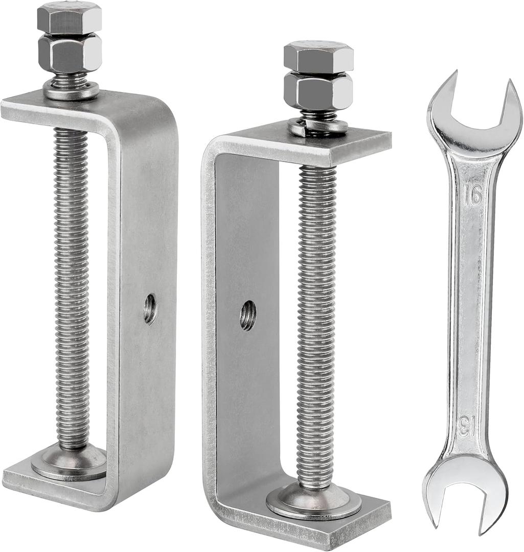 120MM 304 Heavy Duty Stainless Steel C Clamps Tiger Clamp Woodworking Clamp, Features Stable Wide Jaws and Protective Pads (2 Pcs)