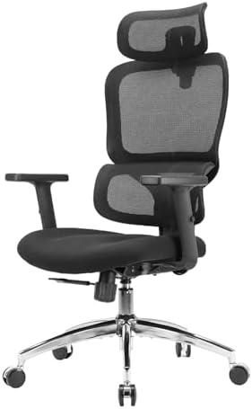 SIHOO M56C Ergonomic Office Chair, High Back Desk Chair, Lumbar Support, Swivel Computer Task Chair with Adjustable Headrest, Tilt Function,Black