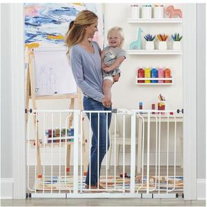 Regalo 56-Inch Extra WideSpan Walk Through Baby Gate, Includes 4-Inch, 8-Inch and 12-Inch Extension, 8 Piece Set - 4 Pack of Pressure Mounts and 4 Pack of Wall Cups and Mounting Kit, White