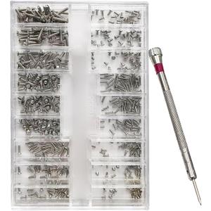500-Piece Silver Micro Screw Repair Kit 18-Size Stainless Steel Tiny Screws with Screwdriver for Glasses, Watches, Jewelry & Electronics