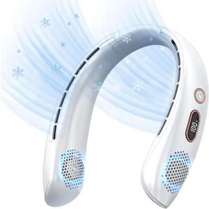 VEKK Portable Neck Fan, Hands Free Bladeless Fan, 360 Cooling Personal Fan,Wearable Quiet Fan for Outdoor Indoor, Birthday Gifts for Men Women Mom Dad, white