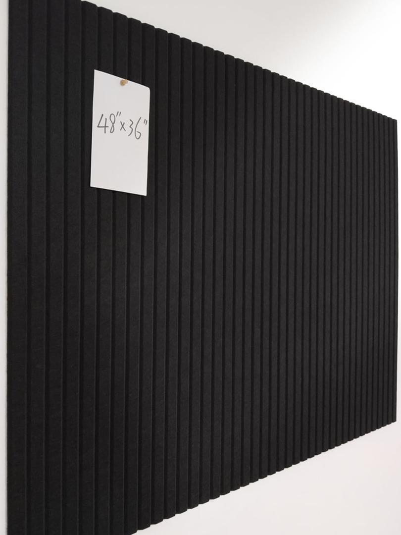 Large Cork Boards for Walls Alternative - 12 Pack Felt Wall Tiles, Slat Wall Panel, Felt Bulletin Board, Pinboard 48 x 36 for Office Home Decor - Black